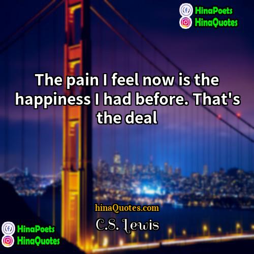 CS Lewis Quotes | The pain I feel now is the